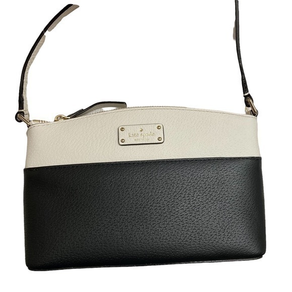 Kate Spade White Black Leather Colorblock Crossbody Bag